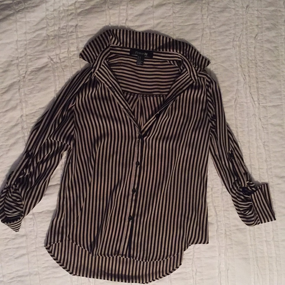 Striped button down collared shirt